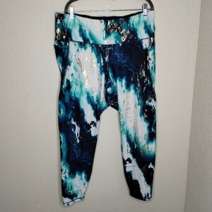 Old Navy Active Powersoft Leggings High Rise Teal Gold Marble Size XXL